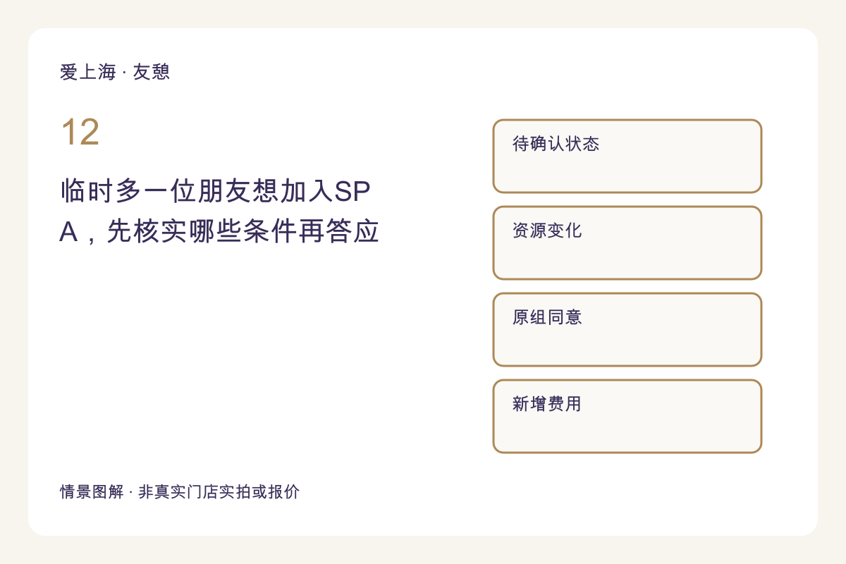 临时多一位朋友想加入SPA，先核实哪些条件再答应主题图解